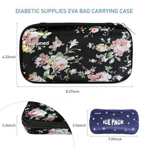 suzamed Insulin Cooler Travel Case,EVA Insulation Travel Medicine Kit with 2 Ice Packs for Diabetes Care,Insulin Pen and Other Diabetic Supplies (Rose) - color: Rose