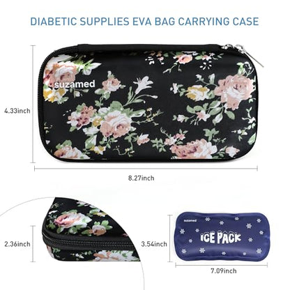 suzamed Insulin Cooler Travel Case,EVA Insulation Travel Medicine Kit with 2 Ice Packs for Diabetes Care,Insulin Pen and Other Diabetic Supplies (Rose) - color: Rose
