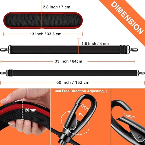 60" Shoulder Strap with Adjustable Thick Removable Pad and Metal Swivel Hooks Fit Laptop Crossbody Bag,Briefcase Duffel Bags - color: Black Red Edge