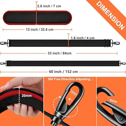 60" Shoulder Strap with Adjustable Thick Removable Pad and Metal Swivel Hooks Fit Laptop Crossbody Bag,Briefcase Duffel Bags - color: Black Red Edge