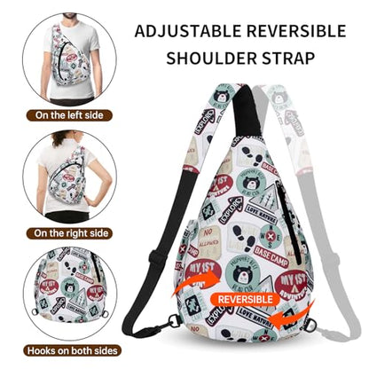 HUA ANGEL Crossbody Sling Bag for Men & Women Lightweight Waterproof Chest Shoulder Bag for Travel Hiking & Everyday Use - color: W-bear