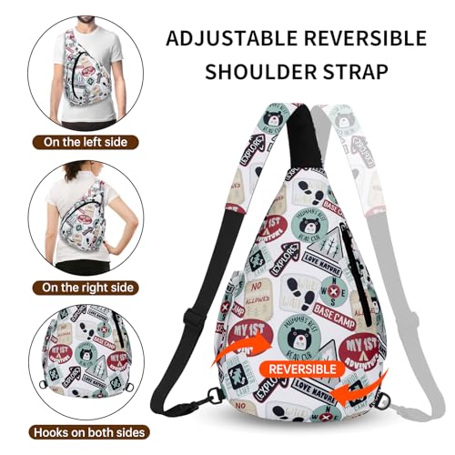 HUA ANGEL Crossbody Sling Bag for Men & Women Lightweight Waterproof Chest Shoulder Bag for Travel Hiking & Everyday Use - color: W-bear