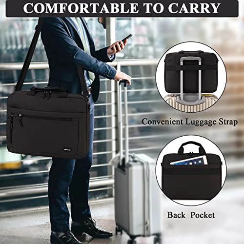 RAVUO 17inch Laptop Bag, Mens Water Resistant Shoulder Messenger Bag Computer Carrying Case Business Briefcase with Organizer Pocket | Water Resistant - color: 17inch-black
