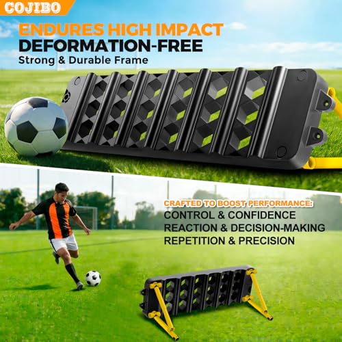 6-in-1 Soccer Rebounder Board, Portable Dual Surface Soccer Training Equipment for All Player Levels, Kick Back Soccer Wall with 3 Adjustable Angles for Passing, Control & Reflex