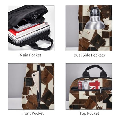 Stylish Daily Shoulder Backpack Cow Print Cow Fur Texture Abstract Leather Texture Cowhide Patchwork, Practical Multi-scene Daypack for Road Trip Picnic Walking Men Women - color: Picture (1181)