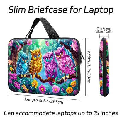 14 15 15.4 15.6 inch Laptop Handle Bag Computer Bag, Pouch Holder Notebook Sleeve Cover Soft Case Compatible for Dell,Lenovo,Toshiba HP, Asus Notebook-Four Owls - color: Four owls
