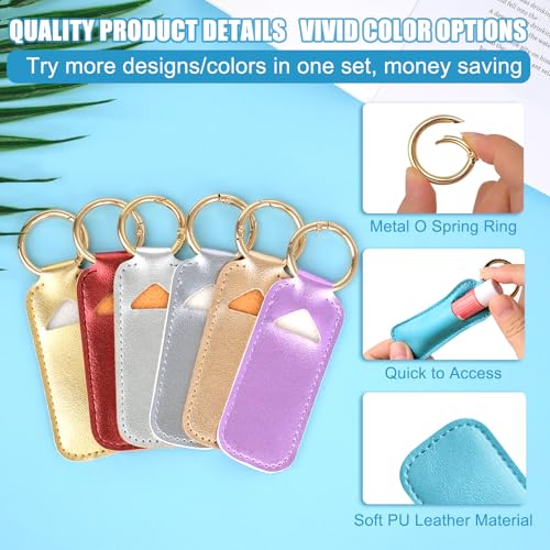 WK IEASON Lip Balm Holder for Chapstick Lipstick Sleeve Keychain,Small Christmas Gifts Stocking Stuffers for Teen Girls Women - color: 3 Pcs Shiny-set B
