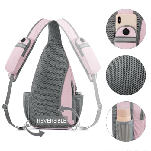 G4Free Sling Bag for Men and Women, RFID Blocking Crossbody Bag, Lightweight Sling Backpack for Travel, Hiking, Walking and Daily Use - color: Pink