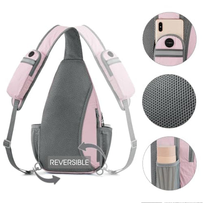 G4Free Sling Bag for Men and Women, RFID Blocking Crossbody Bag, Lightweight Sling Backpack for Travel, Hiking, Walking and Daily Use - color: Pink