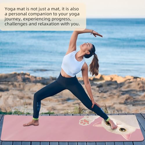 FOLAI Extra Thick Yoga Mat 6mm，pilates mat thick - Non-Slip Exercise Mat for HIIT, Pilates & Home Workouts & Workout with Free Carry Strap - color: pink cat
