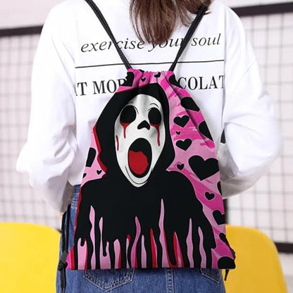 Drawstring Backpack Draw String Bag Waterproof for Sports Gym Beach Travel Cute Aesthetic Sackpack Men Women (13"×17")-Black Heart - color: S-23-black Heart