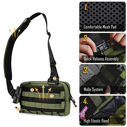 TACTICAL_GEEK Cache L3 EDC Sling Bag Chest, Lightweight Shoulder Daypack, 500D Nylon, Travel Hiking Concealed Carry,Crossbody Bag, Tactical Backpack, Hiking Ambidextrous Strap Green - color: Green