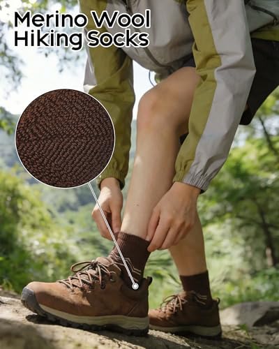 iCamter 5 Pairs Merino Wool Hiking Socks for Women Men Thick Cushion Quarter Ankle Athletic Running Socks