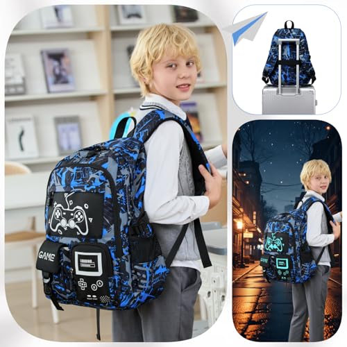 mezhsa Boys School Backpack Kids Bookbag Elementary Middle Durable Waterproof Bags - color: 1blue