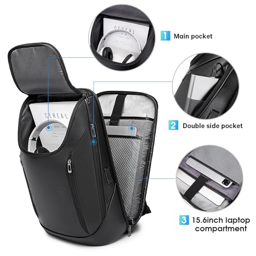 BANGE Business Smart Backpack Waterproof fit 15.6 Inch Laptop Backpack with USB Charging Port,Travel Durable Backpack - color: Leather