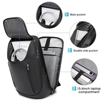 BANGE Business Smart Backpack Waterproof fit 15.6 Inch Laptop Backpack with USB Charging Port,Travel Durable Backpack - color: Leather