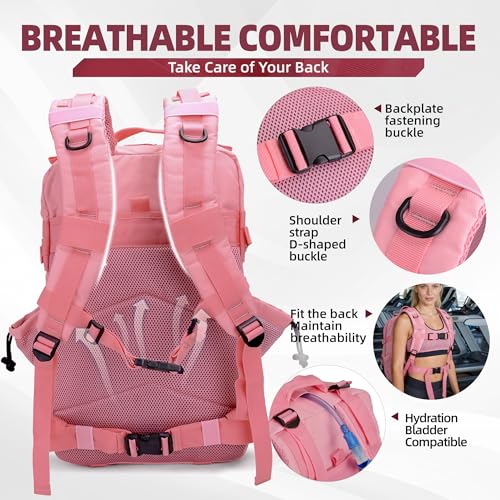 LUPU TACTICAL 45L Backpack for Men and Women 3 Days Assault Pack Outdoor Travel Hiking Camping Rucksack with Molle Webbing (Pink)