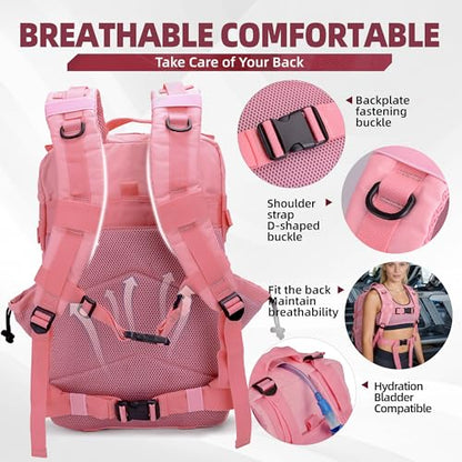 LUPU TACTICAL 45L Backpack for Men and Women 3 Days Assault Pack Outdoor Travel Hiking Camping Rucksack with Molle Webbing (Pink)