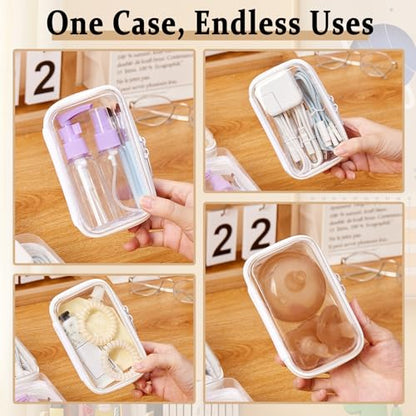 5 Pcs Clear Hard Shell Zipper Case for Diaper Bag and Tote Organization – Hard Clear Zipper Cases Travel Set for Keys, Wipes, Toiletries, Cables (3M+2XS) (M+3XS) - size: M+3XS