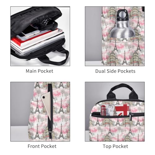 Lightweight Daypack Paris Eiffel Tower, Stands Upright, Padded Laptop Sleeve, for Commuters & Travel - color: Picture (46)