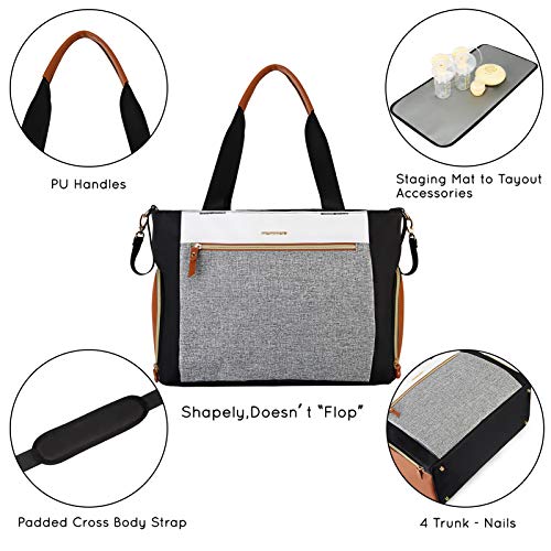 mommore Breast Pump Bag Diaper Tote Bag with 15 Inch Laptop Sleeve Fit Most Breast Pumps Like Medela, Spectra S1,S2, Evenflo - color: Brown