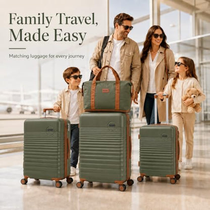 CONCEPTEN Luggage Sets 5 Piece, ABS+PC Hardshell Suitcases with Wheels - color: Olive Drab, size: 5 Piece Sets (20/24/28/Db/Tb)