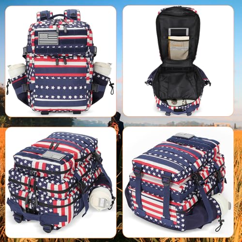 Lovelinks21 25L Tactical Military Backpack Small Travel Backpack for Men and Women Assault Pack Bug Out Bag Molle Daypack Gym Backpack with Bottle Holder (Flag) - color: Flag Print