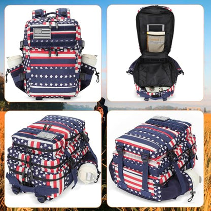 Lovelinks21 25L Tactical Military Backpack Small Travel Backpack for Men and Women Assault Pack Bug Out Bag Molle Daypack Gym Backpack with Bottle Holder (Flag) - color: Flag Print
