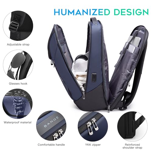 FUTURE AESTHETIC Business Smart Backpack Waterproof fit 15.6 Inch Laptop Backpack with USB Charging Port,Travel Durable Backpack - color: Blue