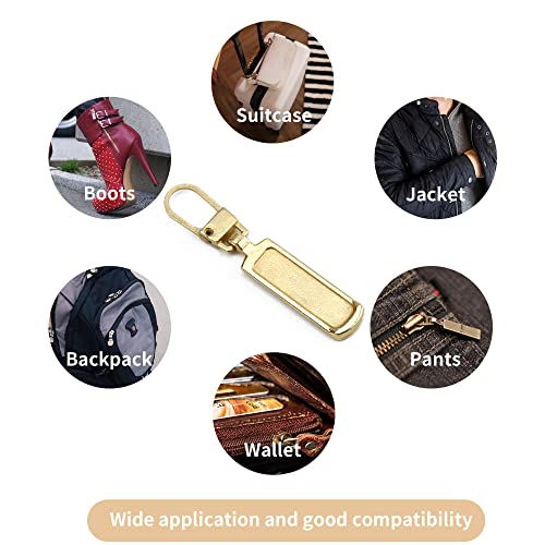 TOPASION Metal Zipper Pull Replacement for Small Holes, Detachable, Repair for Jacket, Bag Boots, Purse, Coat, Pants (5 Pcs Gold) - color: 5 Pcs Gold