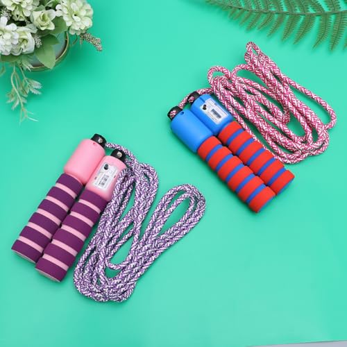 2pcs Counting Jump Rope for Electronic Skipping Rope with Digital Counter in Purple/pink and Red/blue Interactive Fitness for Indoor and Outdoor Exercise