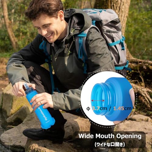 Azarxis TPU Soft Flask Collapsible Water Bottle Running Folding Gel Water Reservoir Handheld for Hydration Pack Hiking Cycling Climbing Jogging Marathon Trail Race - color: #05 White - 500ml - 2-pack