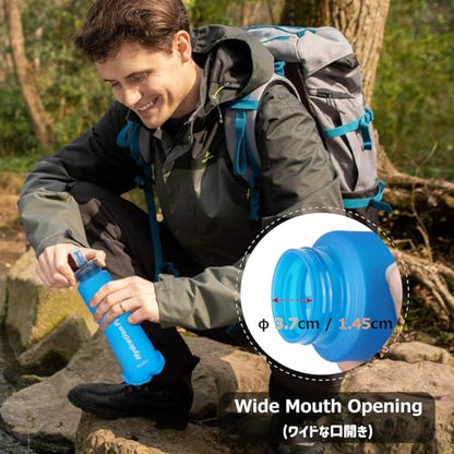 Azarxis TPU Soft Flask Collapsible Water Bottle Running Folding Gel Water Reservoir Handheld for Hydration Pack Hiking Cycling Climbing Jogging Marathon Trail Race - color: #05 Blue - 500ml - 2-pack