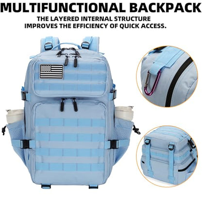 Lovelinks21 45L Tactical Assault Backpack 3 day assault pack with Molle Waterproof backpack Rucksack for Tactical Backpacks (Light blue) - color: Light Blue