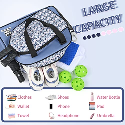 Boulder Bee Pickleball Tote Bag for Women with Paddle Holder - color: Blue done