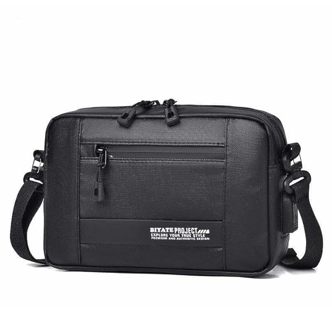 Waterproof Polyester Slim Unisex Crossbody Sling Bag Chest Backpack Men's Shoulder Bag, Leisure Travel Handbag, Hard Shell Anti-Theft Chest Bag, Messenger Bag-Black, Standard, Retro - color: Messenger Bag-black