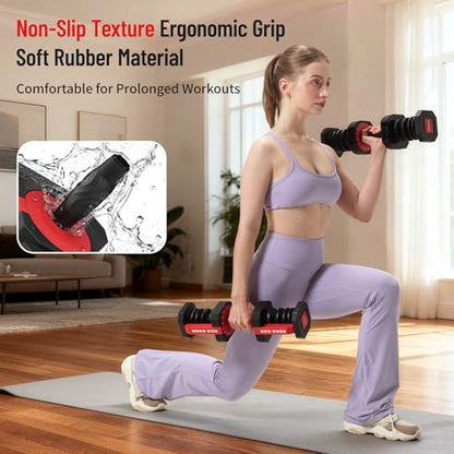HXD-ERGO 15 in 1 Adjustable Dumbbell Weight, 1-Second Quick Change Weights, 55/110 LBS Free Weights with Anti-Slip Grip & Secure Lock, Space-Saving Home Gym Equipment for Men Women Full Body Workout - color: 55LBS, style: Single