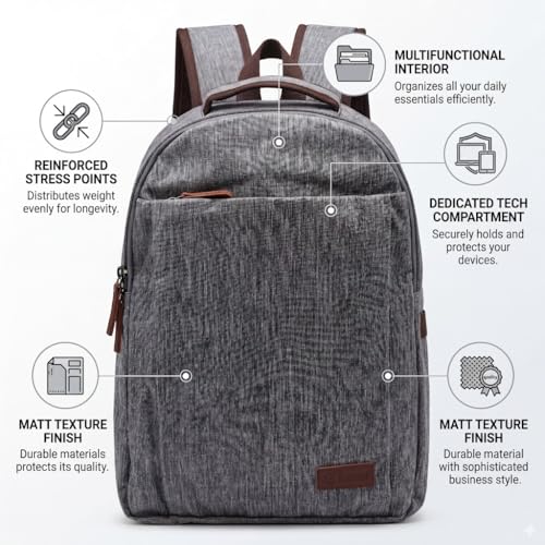 Travel Backpack Mens Business Laptop Bag with Multi-Pockets Minimalist Nylon Daypack Fits 16 Inch Notebook Casual Work Bag (GRY) - color: Gry