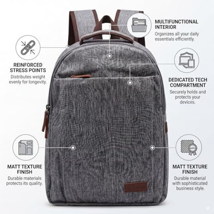 Travel Backpack Mens Business Laptop Bag with Multi-Pockets Minimalist Nylon Daypack Fits 16 Inch Notebook Casual Work Bag (GRY) - color: Gry