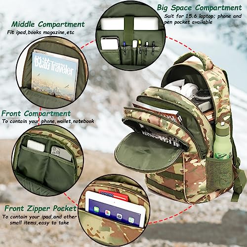 4land Camo Backpack for Boys,Army Boys Backpacks for Elementary Middle School Military,Camouflage Bookbag 40L - color: A-jun