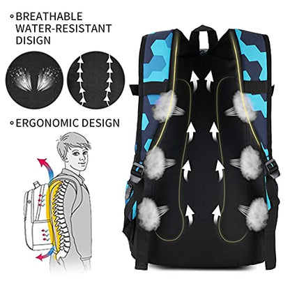 rickyh style School Backpack Travel Bag for Men & Women Lightweight College Back Pack with Laptop Compartmen - color: 04hexagon Blue