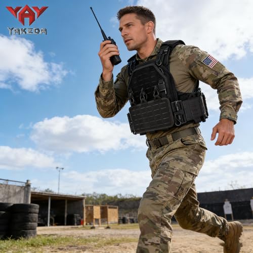 YAY YAKEDA Quick Release Tactical Laser-Cutting Vest Multicam Lightweight Vest - color: Black