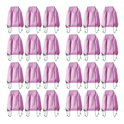 Drawstring Backpack Bulk 24Pcs Draw String Backpack Bags DIY Gym Sports Traveling Yoga Cinch Bag Sackpack Drawstring(pink) - color: Pink