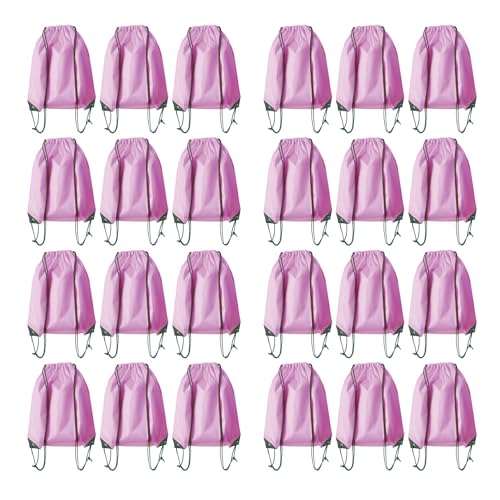 Drawstring Backpack Bulk 24Pcs Draw String Backpack Bags DIY Gym Sports Traveling Yoga Cinch Bag Sackpack Drawstring(pink) - color: Pink