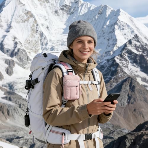 Backpack Strap Pouch Strap Pack，Waterproof Backpack Strap Pocket Attachment Bag for Hikers，Cell Phone Pouch, Phone Holster Holder for Women Belt, Backpack Accessories，Cell Phone Bag，Black - color: black