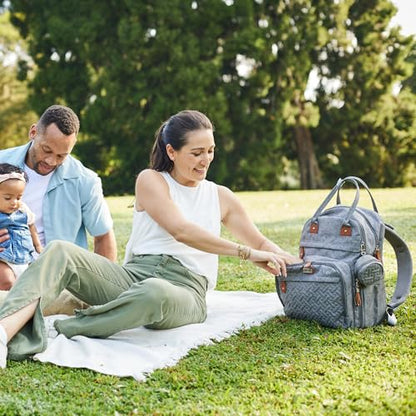 BabbleRoo Diaper Bag Backpack - Baby Essentials Travel Tote - Multi Function Water Resistant Diaper Bag, Travel Essentials Baby Bag with Changing Pad, Stroller Straps & Pacifier Case - Light Gray - color: Light Gray, size: Large