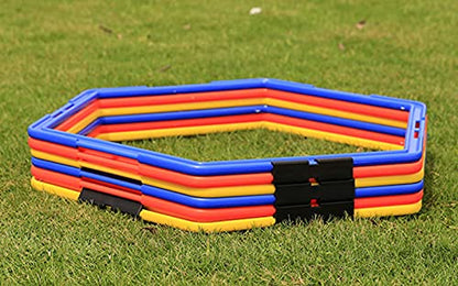 Hexagon Agility Ring Training Circle Ring Speed Agility Ladder Physical Training Ring Football Footwork Trainer Hurdles Agility Ladder Fitness Equipment Multicolor Training Ring 3Pcs - color: red