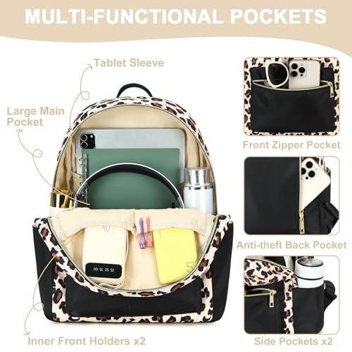 BTOOP Mini Backpack Women Girls Water-resistant Small Backpack Purse Shoulder Bag for Womens Adult Kids School Travel - color: Black-leopard, size: Mini