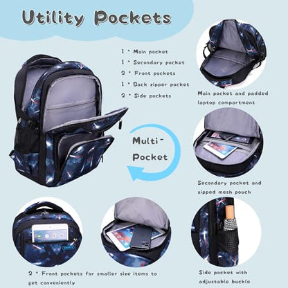 Bansusu Galaxy Kids Backpacks for Boys School, Water-resistant Boys Backpacks Middle School Bags, Black - color: Black-galaxy