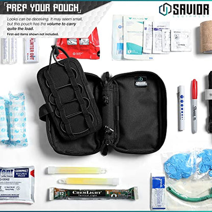 Savior Equipment IFAK Buddy Tactical First-Aid Kit Rip Away MOLLE Pouch Emergency EMT Utility Organization Medical Supply Carrier Outdoor Survival Travel Bag, Attach to Backpack/Belt Loop - color: Obsidian Black